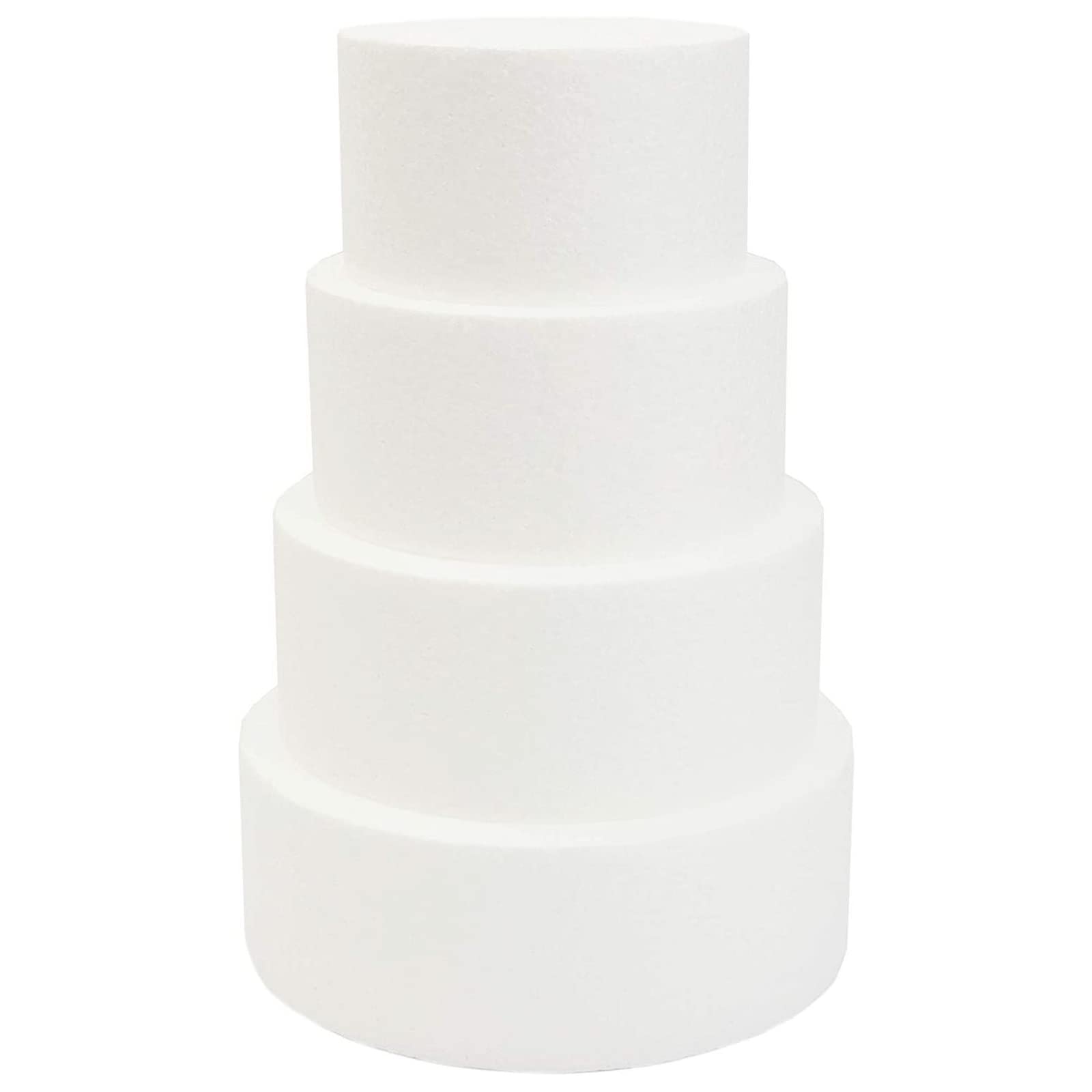 Bright Creations Round Foam Cake Dummy Set  4 Tiers for Display  Arts and Crafts (White)