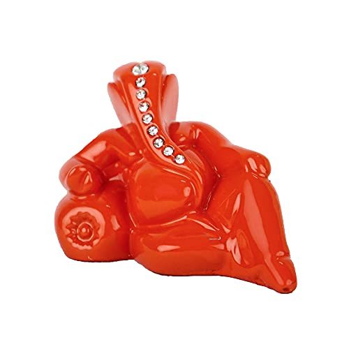Craftam Polyresin Orange Ganesha Statue For Car Dashboard God Ganesh Murti Ganpati Idol Figurine With Double Side Tape