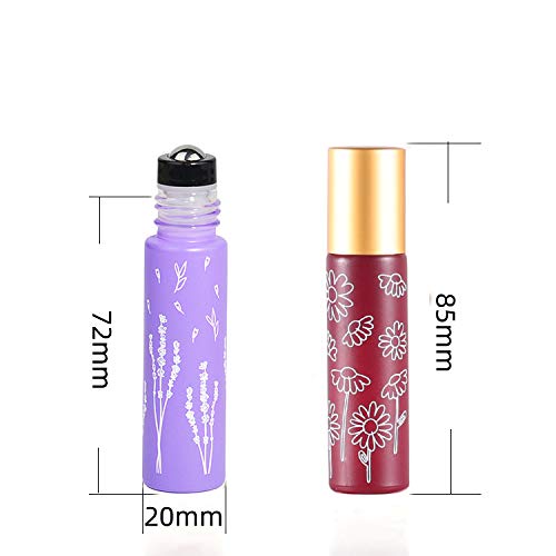 6 Pcs 10Ml 1/3 Oz Glass Roll On Bottles,Empty Glass Roller Bottles With Stainless Steel Roller Balls,Golden Aluminum Lid-6 Print
