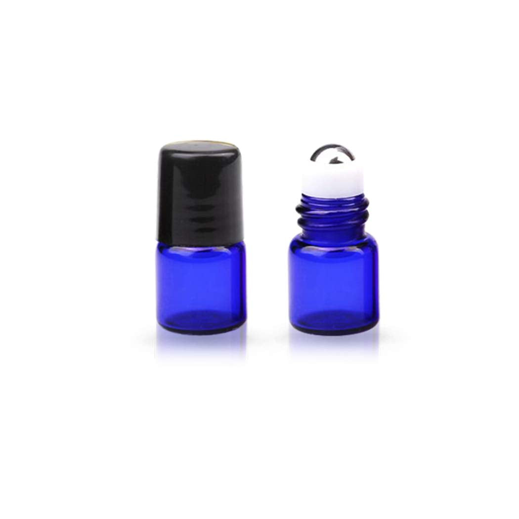 Round Hard Shell Case for 1/4 5/8 DRAM Micro Mini Roll-on Glass Bottles with Metal Roller Balls - Refillable Aromatherapy Essential Oil Roll On (HOLDS 12 VIALS) (1ML Mix bottle)