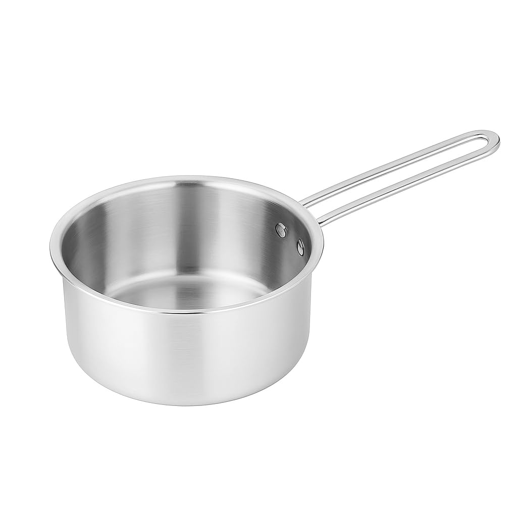 Kemp Afinito Triply Stainless Steel Sauce Pan, Tea Pan Induction & Gas Compatible, Durable & NonToxic Cookware For Milk, Tea, A