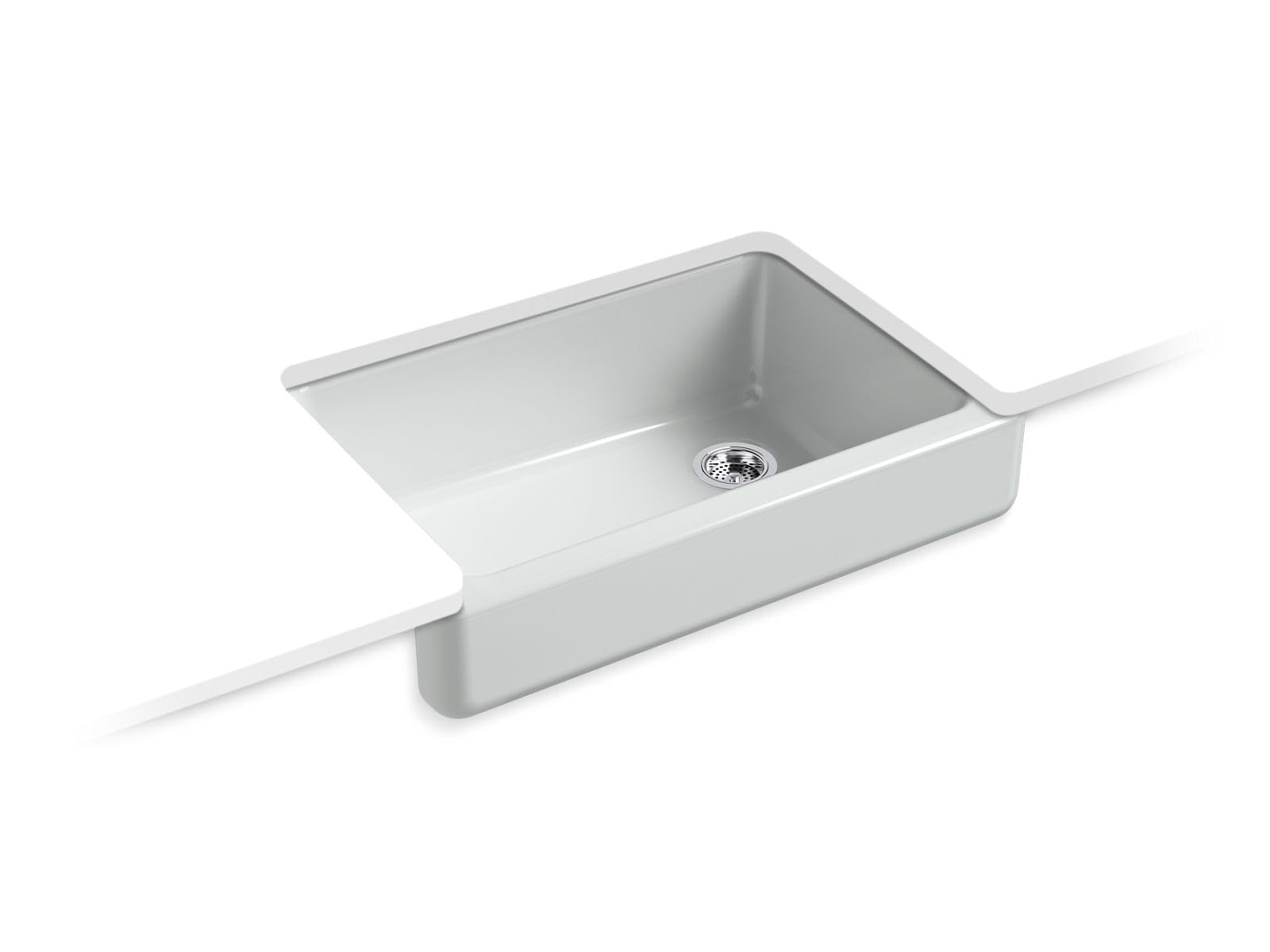 KOHLER Whitehaven 32-1/2 Self-Trimming Undermount Single-Bowl Sink with Short Apron, Farmhouse Kitchen Sinks, K-5826-95, Ice Gre