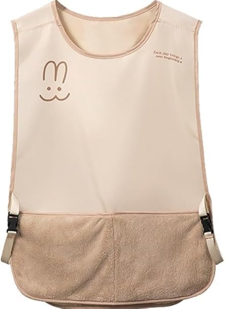 Janc Enterprise Waterproof Cooking Apron Kitchen Apron With Front Pocket And Side Coral Velvet For Wiping Hands Wiping Quilt For