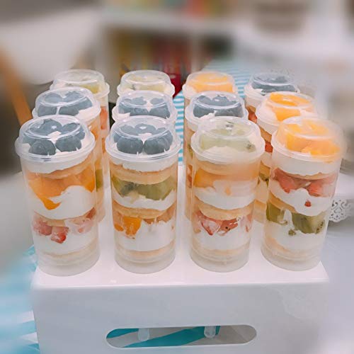 Jucoan 30 Pack Cake Push Pop Containers, Cake Pop Shooter, Round Plastic Jelly Ice Cream Cake Push-Up Containers With Lids For W