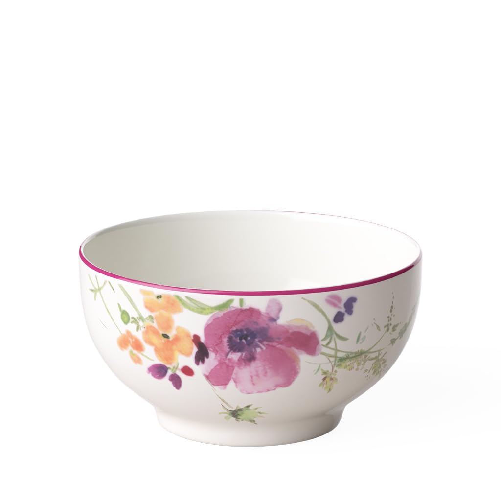 Villeroy & Boch Mariefleur Basic French Rice Bowl, 25 Oz, Premium Porcelain, White/Multicolored