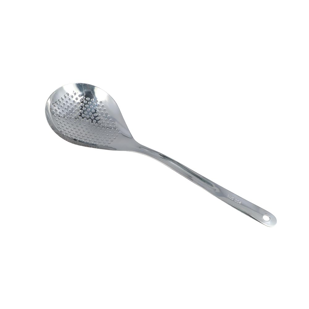 Skimmer Slotted Spoon Stainless Steel Skimmer Colander Kitchen Strainer Ladle with Long Handle for Kitchen Cooking and Frying Dr