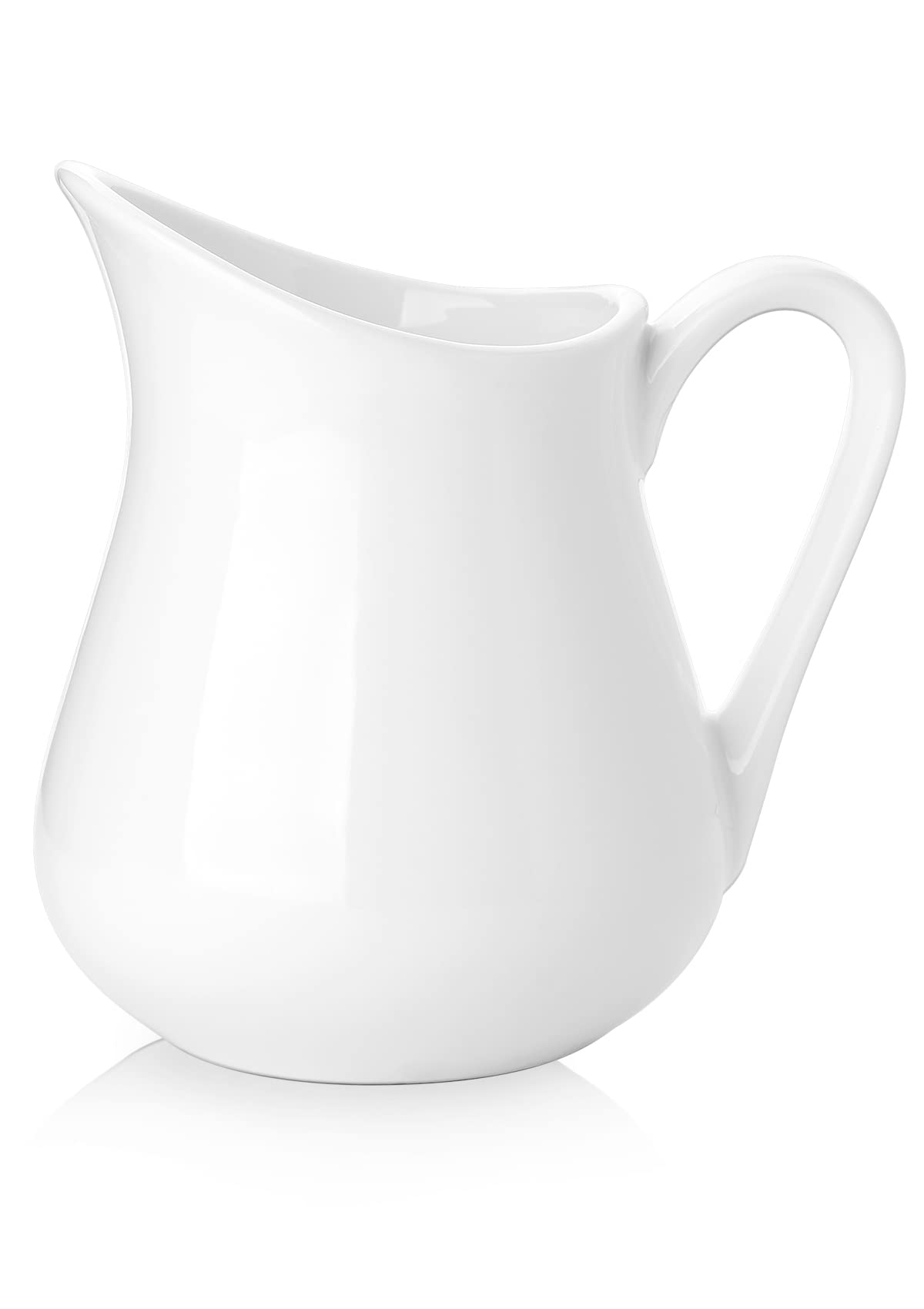 Nucookery 12 Oz Ceramic Creamer With Handle, White Coffee Milk Pitcher, Porcelain Creamer Container Holder For Sauces Salad Coff