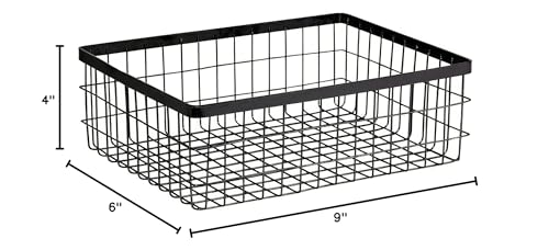 G.E.T. Wb-1294-Mg Rectangular Metal Storage Wire Basket For Pantry, Produce And More, 9'' X 6'' X 4''