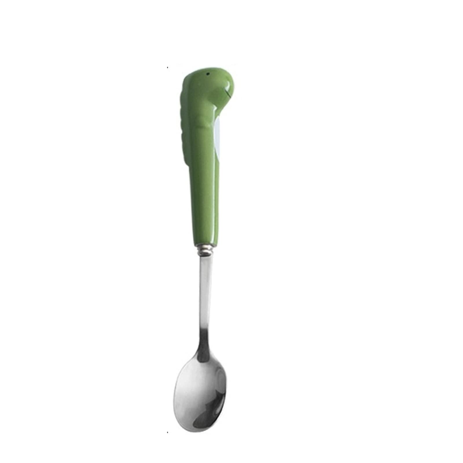 MENGKK Soup Ladles Stainless Steel Dessert Coffee Spoon Ceramic Dinosaur Handle Household Tea Fruit Fork