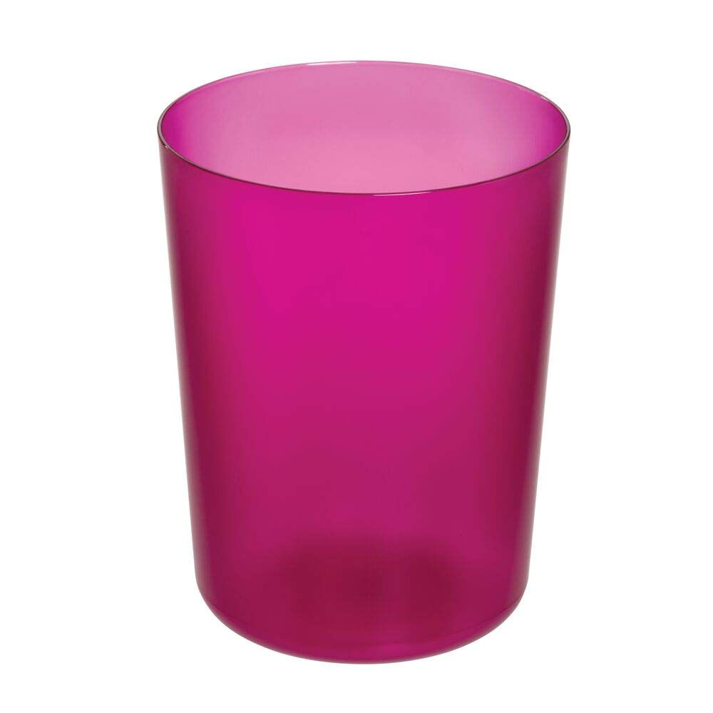 Idesign Round Plastic Trash Can For Bath, Bedroom, Office The Finn Collection -, 7.64'' X 10'', Magenta