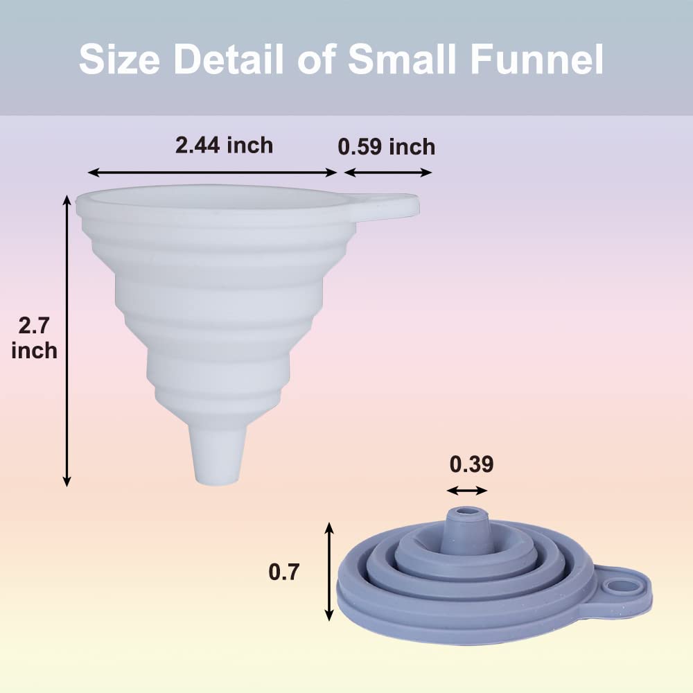 Kongnai Funnels For Kitchen Use Set Of 4, Silicone Collapsible Funnels For Filling Bottles, Food Grade Funnel For Liquid Powder