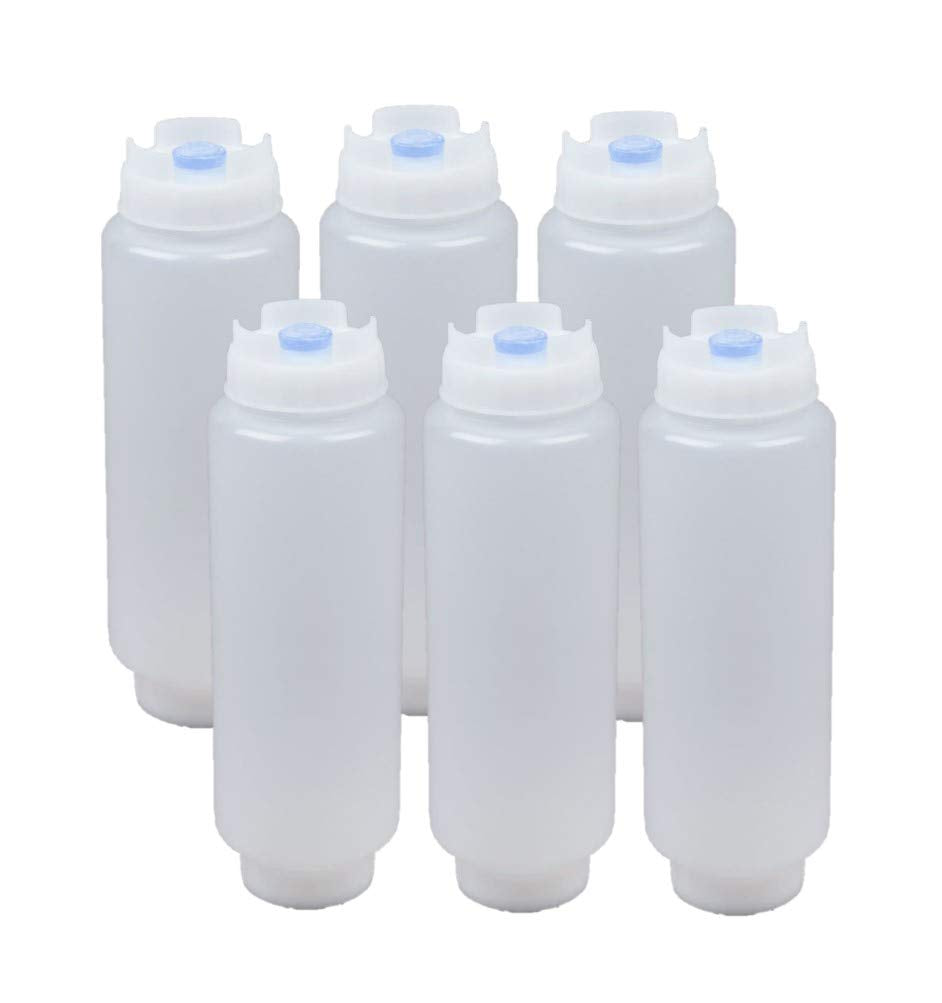 Fifo Squeeze Bottle Refillable 16 Oz | Blue Tip Large Valve Dispenser For Thick Condiments, Sauces, Batter And Dressing | Self S