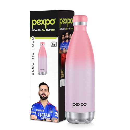 Pexpo Electro Pro 1000 Hot & Cold Isi Certified Flask | Stainless Steel Water Bottle  980Ml, (Purple+Pink) Ombre Shade | Thermo