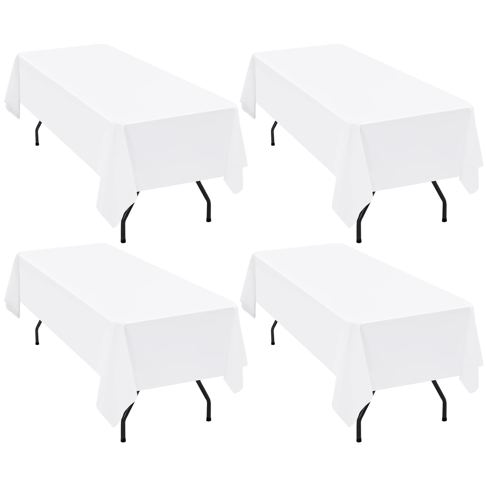 4 Packs White Square Tablecloth,52X52 Inch White Polyester Table Cover For Small Square Tables,Washable Resistant Stain And Wrin