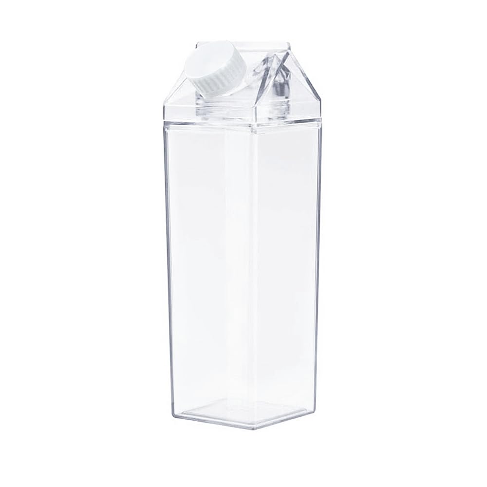 Corvelia 500Ml/17Oz Cute Clear Milk Carton Water Bottle Portable Drinkware For Outdoor Climbing Tour Or Camping