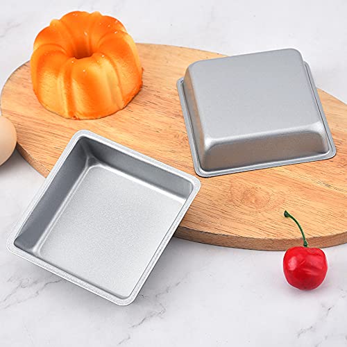 Astra Gourmet Flunyina 4 Inches Non-Stick Square Cake Pans Set Of 4 Carbon Steel Cake Molds For Home Daily Housewarming Wedding