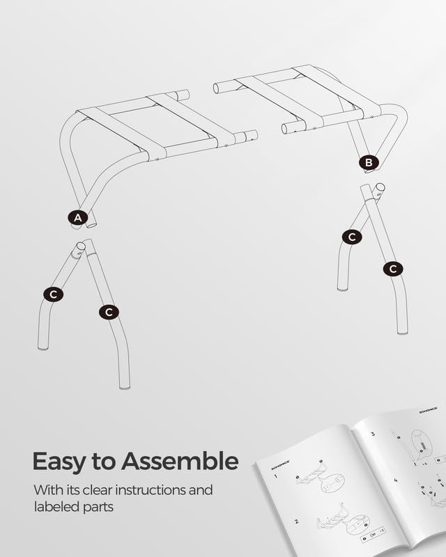 Songmics Luggage Rack For Guest Room, Suitcase Stand, Foldable Steel Frame, For Hotel, Bedroom, Holds Up To 110 Lb, 27.2 X 15 X