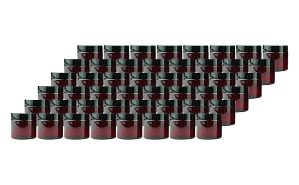 Nature Packaged'S Amber Plastic Jars (Pack Of 48) - 2Oz Amber Plastic Jars With Lids; Used As Refillable Cosmetic Containers, Sm