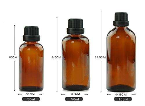 3Pcs Empty Amber Glass Essential Oil Bottles With Orifice Reducer And Black Cap Chemistry Lab Chemicals Cosmetic Colognes Perfum