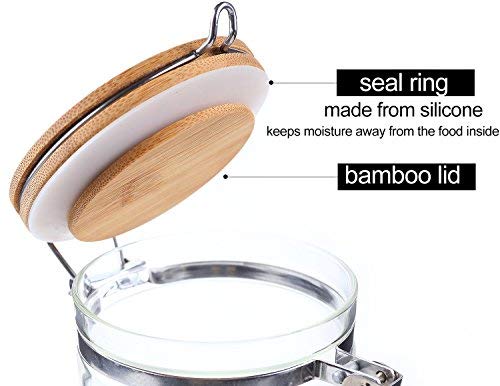 Kkc Home Accents Clear Borosilicate Glass Storage Jars With Airtight Locking Clamp Lids,Sealed Glass Jars With Airtight Bamboo L
