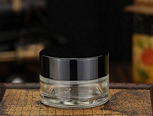 3Pcs 5Ml Black Cap Clear Glass Empty Refillable Makeup Cosmetic Face Cream Lotion Eye Cream Sample Jar Pot Bottle Container