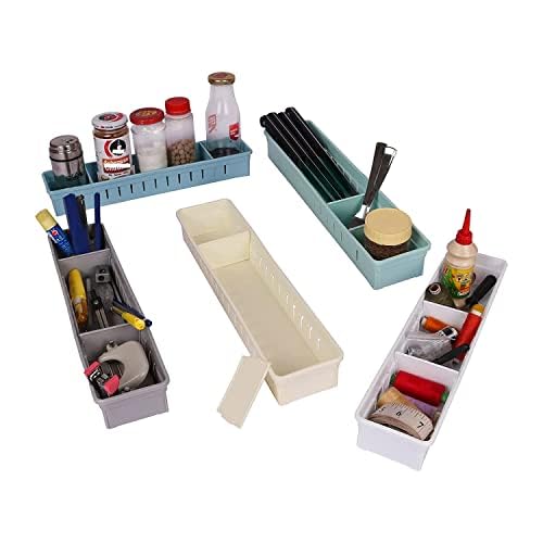 Tedemel Adjustable Stretchable Interlocking Drawer Dividers | Plastic Grid Partition Strips For Cosmetics, Kitchen, Office & Clo