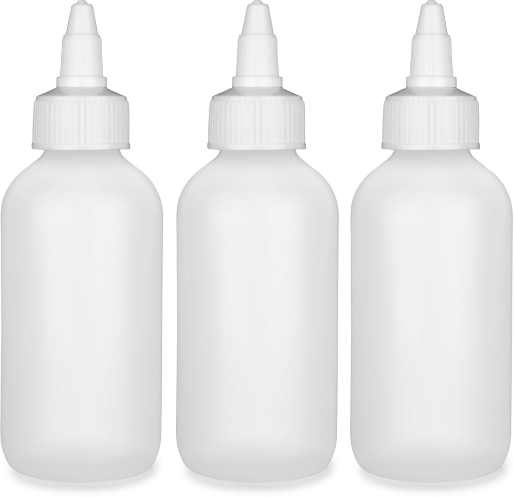 Brightfrom Twist Top Applicator Bottles, Squeeze 4 Oz Empty Plastic Bottles, Refillable, Open/Close Nozzle - Leak Proof, Multi P