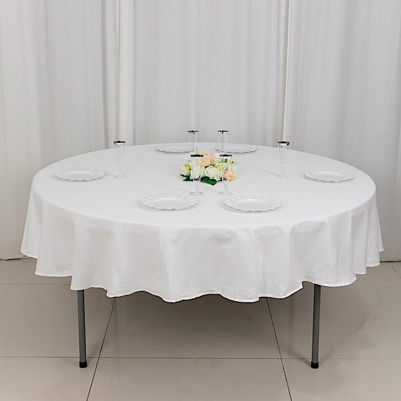 Balsacircle 90-Inch White Premium Round Cotton Tablecloth Table Linens Wedding Party Events Decorations Kitchen Dining