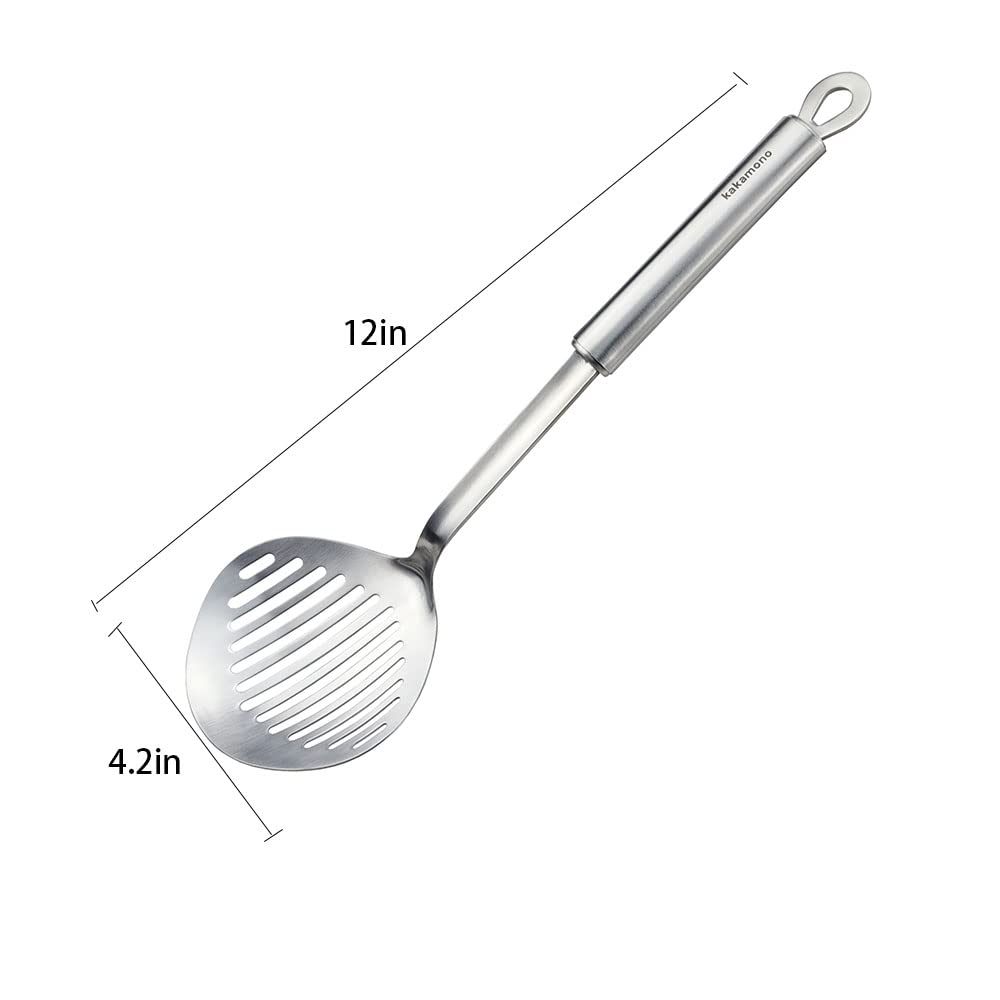 Skimmer Slotted Spoon Kitchamajigs Strainer Ladle Heavy Duty 304 Stainless Steel Metal Spatula - Skimmer Slotted Spoon, Cooking