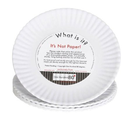 'What Is It?'' Larger Size 11-Inch Reusable White Dinner Plate, Melamine, Set Of 4