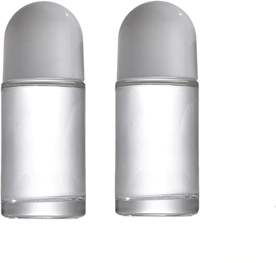 YuanHolumid 1Pc White 50ML Glass Empty Roller Bottles with Plastic Roller Ball, Deodorant Roll On Containers Leak Proof Massage 