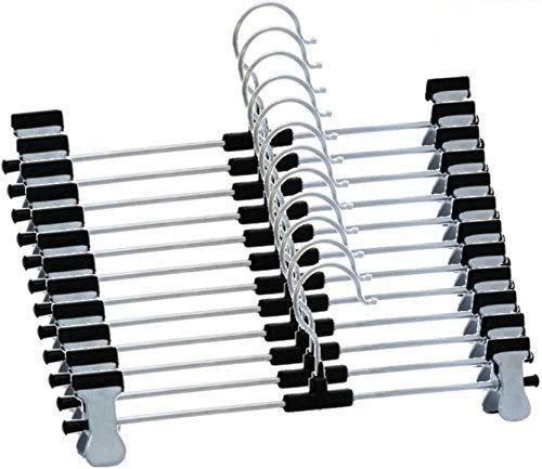 Rollyware Stainless Steel Hangers, Metal Adjustable Non Slip Clips, Space Saving Swivel Hook, Cloths Pants Skirt Children Shorts