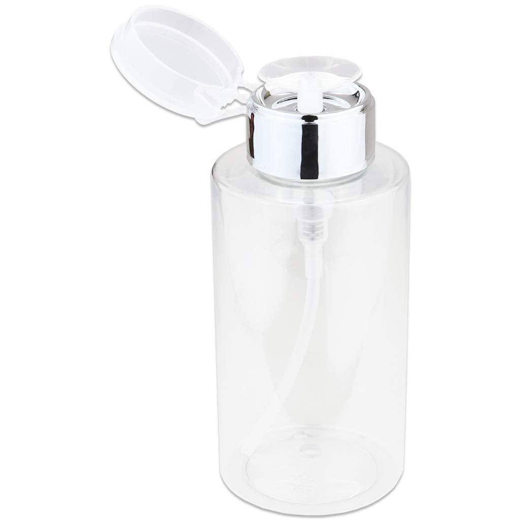 10Oz Silver Push-Down Dispenser Bottle - 1 Bottle - Empty Refillable Pump Bottle For Nail Polish Remover Liquid Lotion Cream