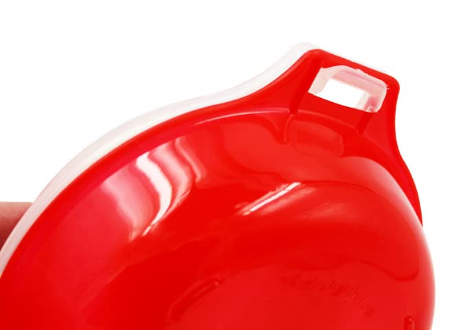 LIUSM Microwave Egg Muffin Cooker - Stainless Steel, Red and Clear, Makes Egg Sandwiches in 1 Minute