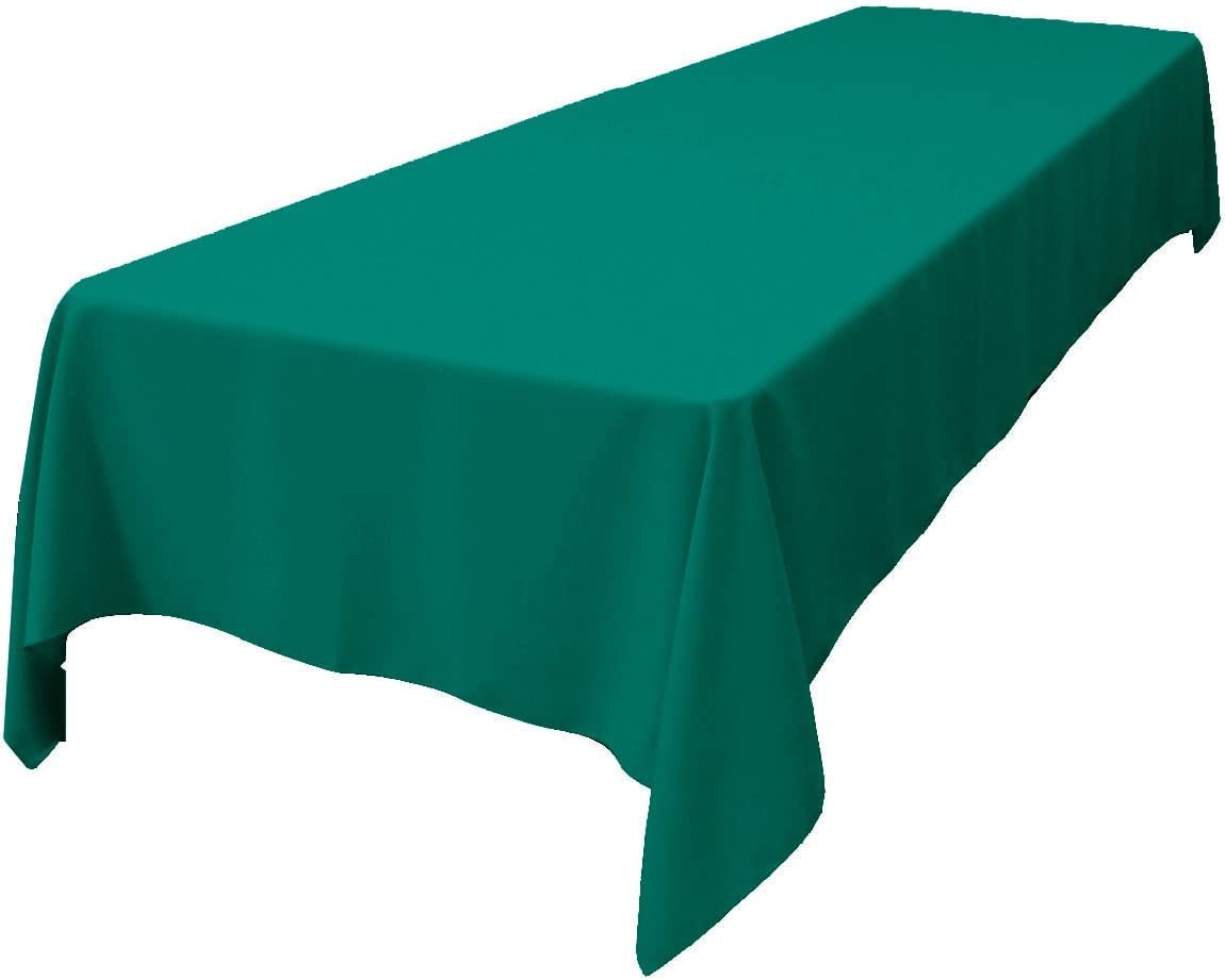 LA Linen Polyester Poplin 60 by 108-Inch Rectangular Tablecloth  Teal