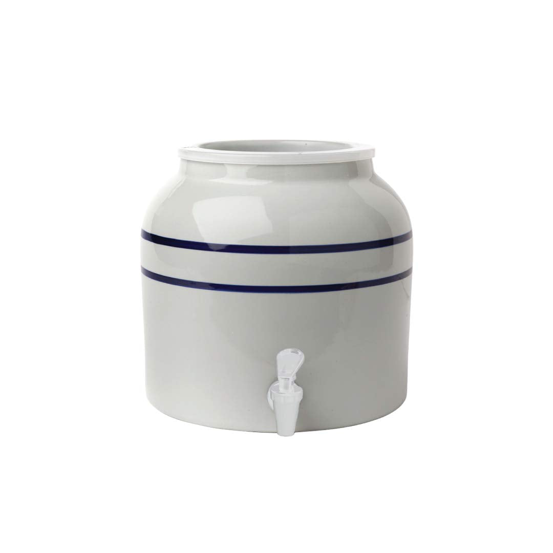 New Wave Enviro Porcelain Water Dispenser, Classic Blue Stripe Design, 2.5 Gallon Capacity, Included Bpa Free Spigot, Dispenser