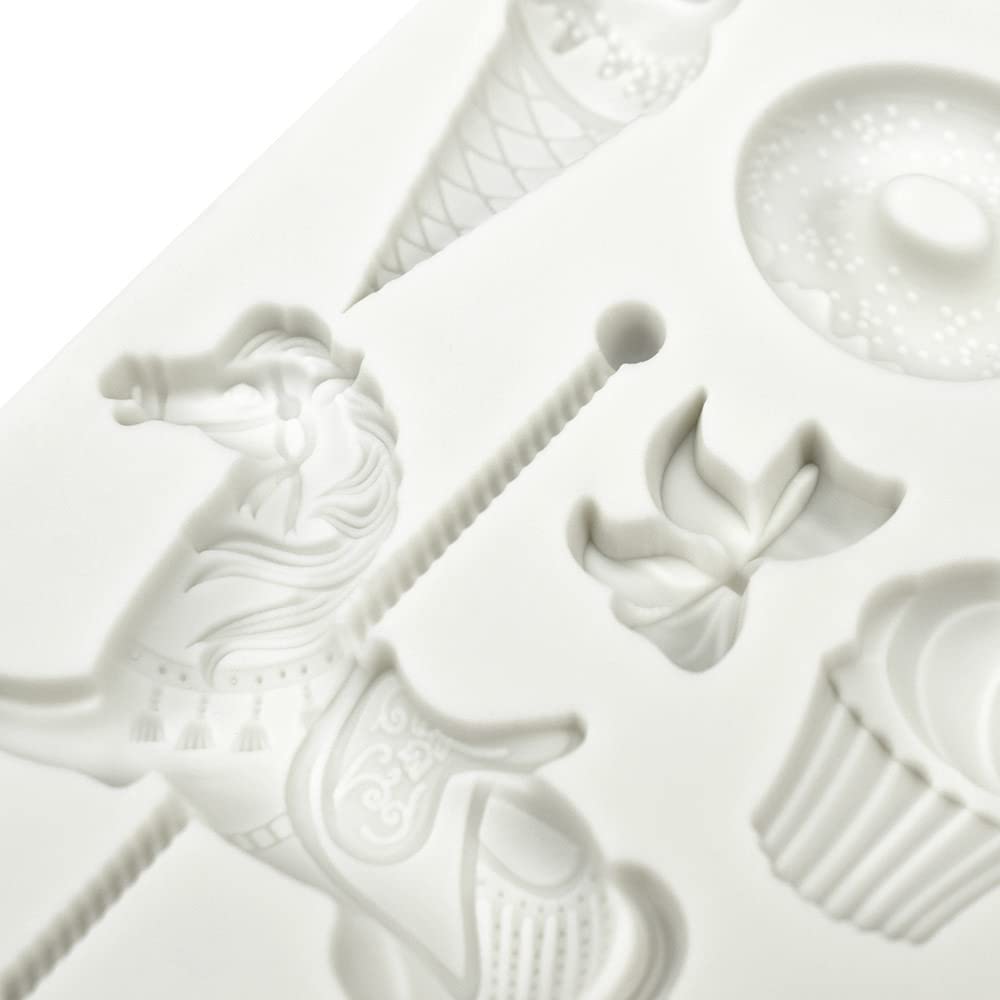 3D Carousel Horse Silicone Molds For Diy Fondant Candy Making Chocolate Mold Desserts Ice Cube Gum Clay Biscuit Plaster Resin Cu
