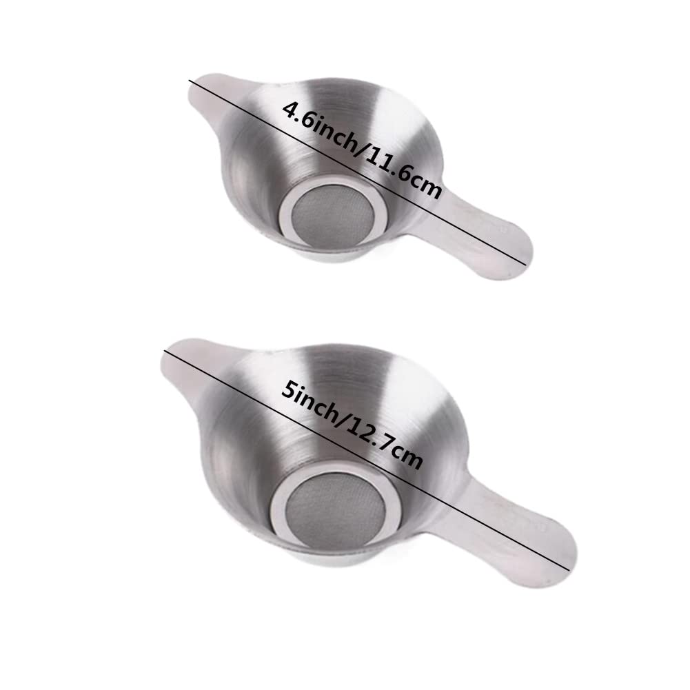 2 Pack Stainless Steel Tea Strainer Tea Funnel, Mini Fine Mesh Infuser For Straining Teas Flour Spices Sugar Herbs (2 Different