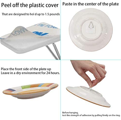 Artliving 1.25 Inch Invisible Adhesive Plate Hanger Set Vertical Plate Holders For The Wall(50 Pack)