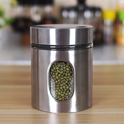 Rizniv 350 Ml Pack Of 1 Stainless Steel Plated Glass Kitchen Canister, Airtight Food Storage Window Canister Jar, Visible Window