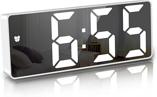 Buqaro Led Mirror Digital Alarm Clock With Temperature Display - 6.5-Inch Abs Body, 12/24H Time Format, 3-Level Adjustable Brigh