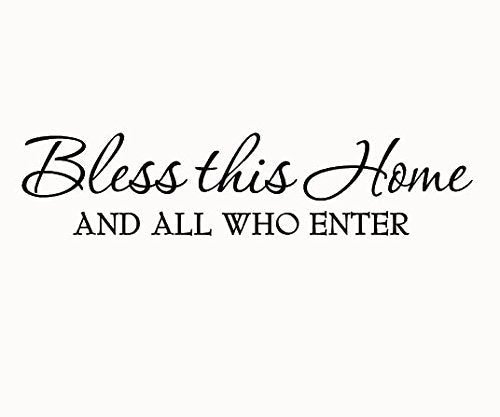 VWAQ Bless This Home and All Who Enter Wall Decals Quotes Religious Sayings Vinyl Wall Art Decor Home Blessing