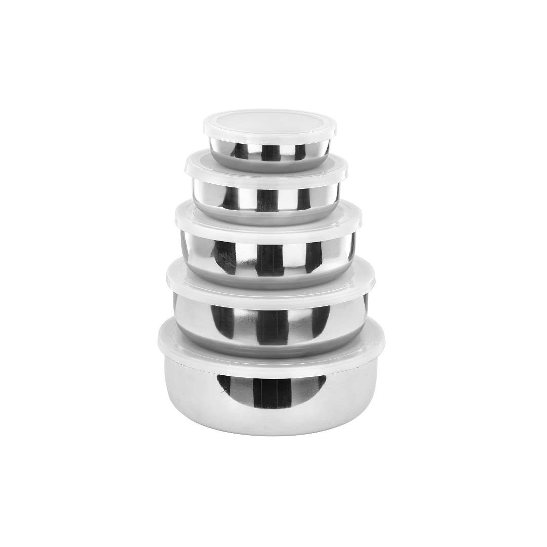 Fableart Stainless Steel Storage Container Set; Kitchen Lid Bowl Set; Steel Fridge Container; Tiffin Box; Serving Bowls Set Of 
