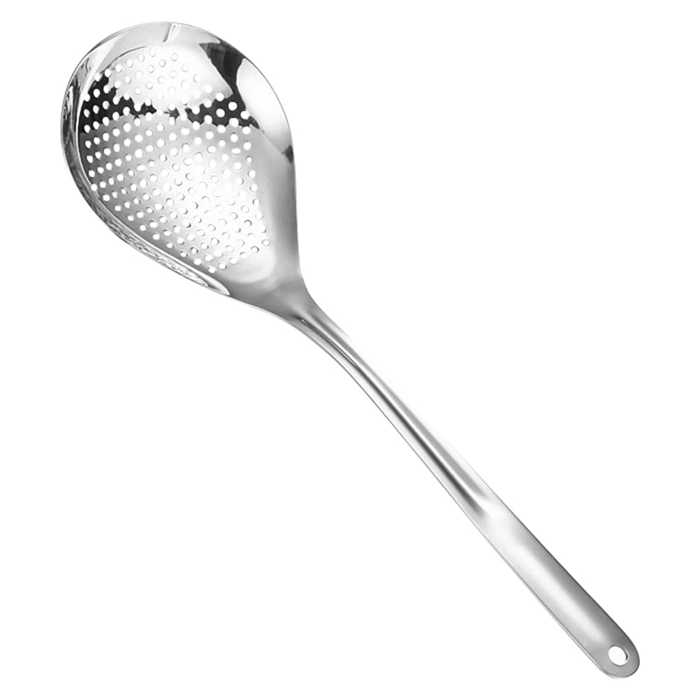Hemoton Skimmer Spoon Stainless Steel Slotted Spoon Ladle Kitchen Cooking Utensil For Hot Pot Soup Oil Draining Frying