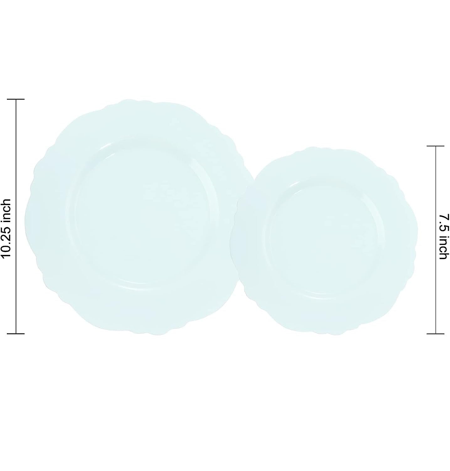 WDF 60pcs Mint Green Plastic Plates - Baroque Green Plates Disposable Including 30 Green Dinner Plates 10.25inch  30 Dessert Plates 7.5inch for Upscale Wedding &Parties