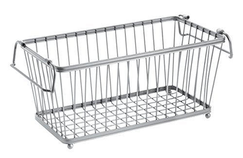 Indian Decor 314066 Wire Basket, Long Kitchen Organizer Ideal For Cans And Spices, Durable Metal, Silver