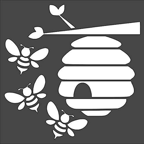 Kachi Pencil Art & Craft Layering Stencil, Beehive Bees 8X8 in Crafts, Arts, Scrapbooking  Painting on The Wall, Wood, Glass an