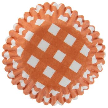 Autumn Tiny Baking Cups - Orange Plaid Paper Liners For Cupcakes, Muffins - Small- 100 Count