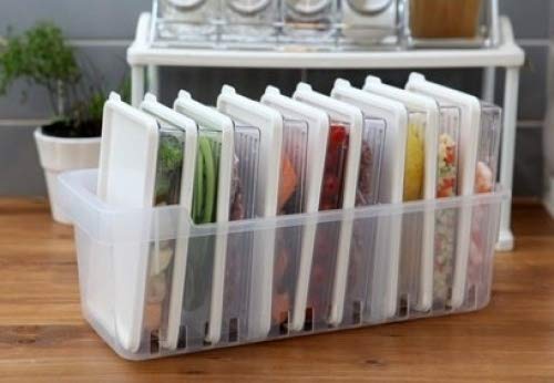 Innovation Living Kitchen Refrigerator Organizer, Fridge And Freezer Storage Trays Large+Food Containers With Lids L1(6P)+L2(2P)