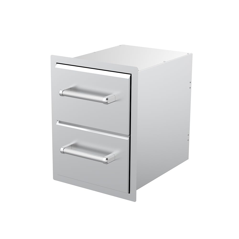 Spire Vertical Double Drawers (10''/10''), Stainless Steel, Universal Mount, Perfect For Outdoor Kitchens, Grilling, Bbq, Cookin